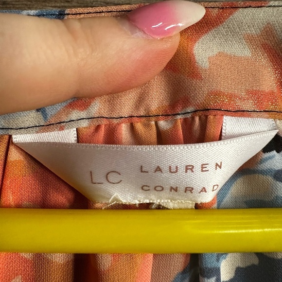 LC Lauren Conrad Vibrant Floral Blouse - Orange, Blue, Yellow - Picture 4 of 6